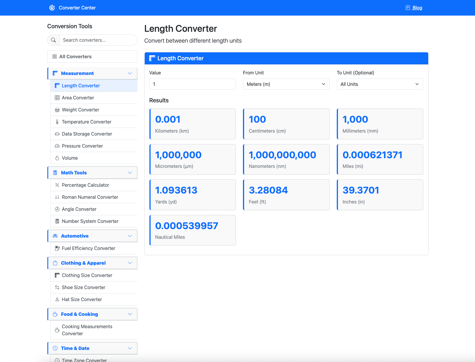 Length Converter Interface